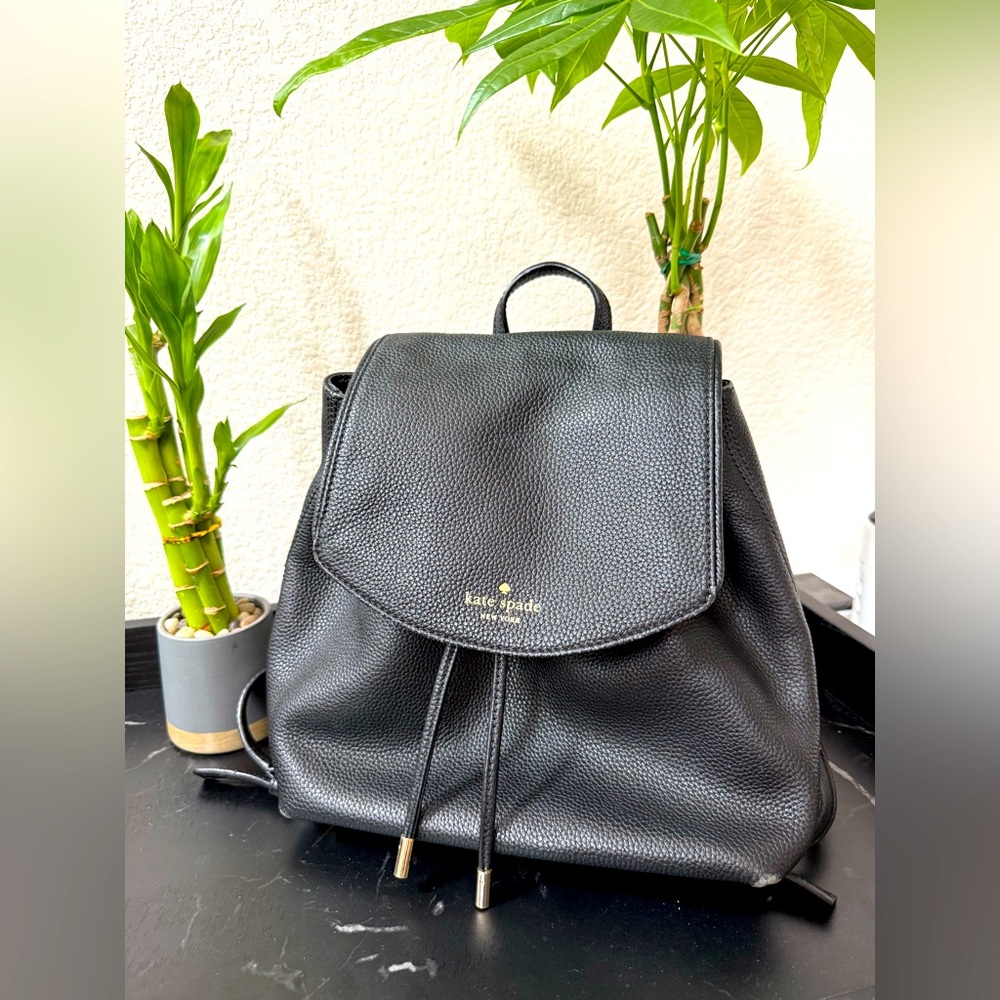 Kate Spade Black Leather Backpack